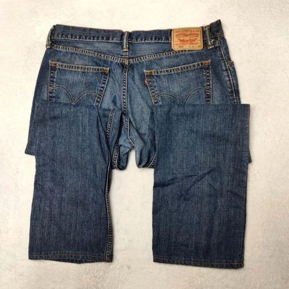 Levis 505‎ Jeans Mens 36x30 Blue Y2K Straight Medium Denim Regular Fit 5-Pocket